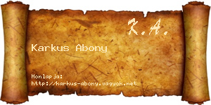 Karkus Abony névjegykártya